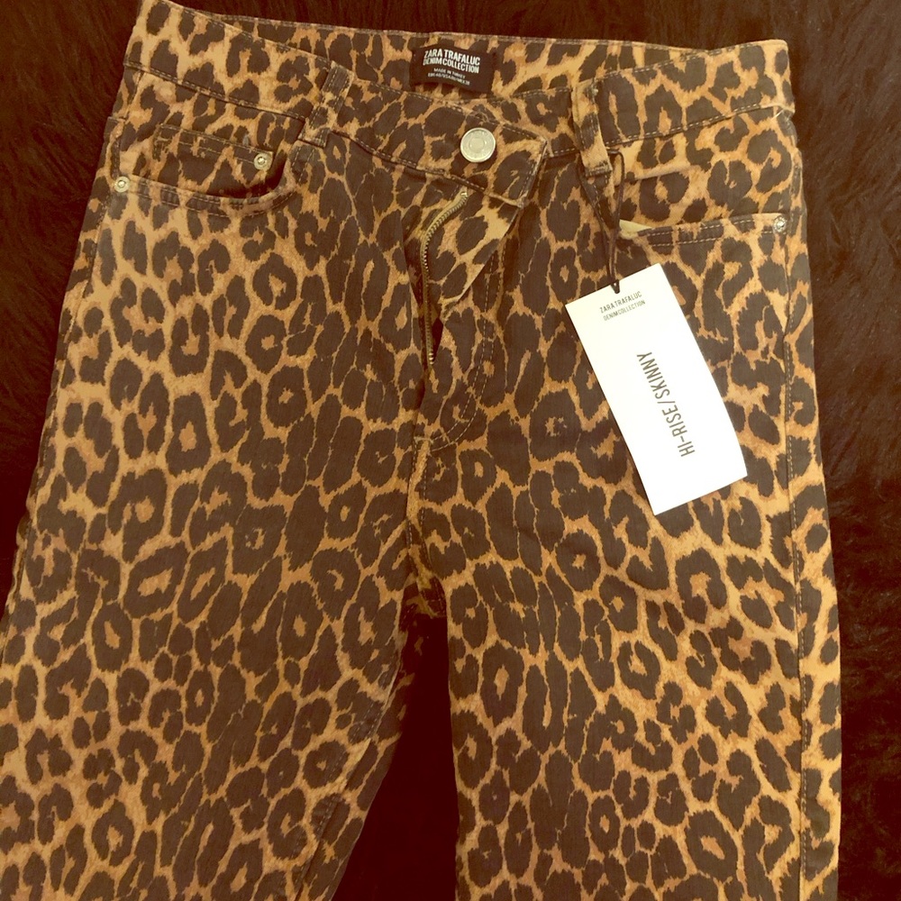 ZARA Cheetah Print High-Rise Basic Pants